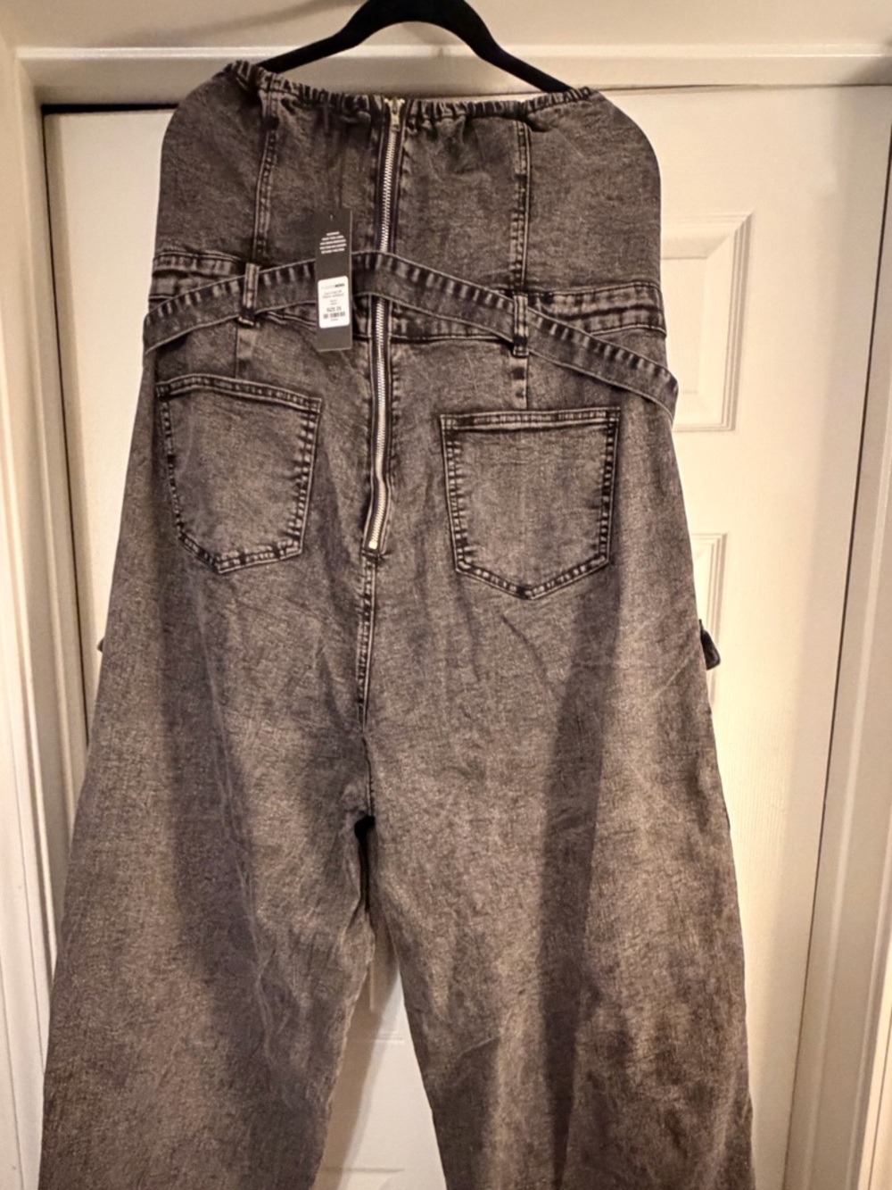 Strapless Cargo Wide-Leg Jumpsuit - Black Wash - Picture 5 of 13